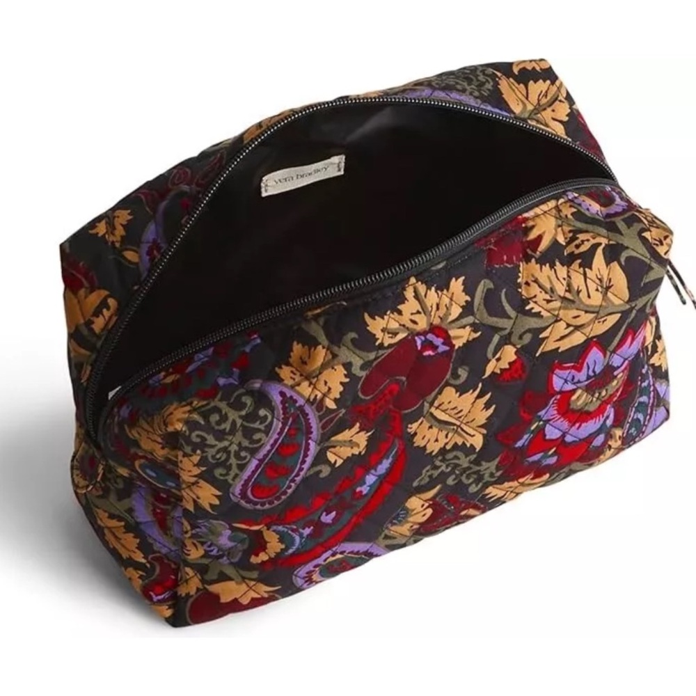 Vera Bradley Cosmetic Bag Midnight Garden Paisley - Large with side pocket - Picture 2 of 8